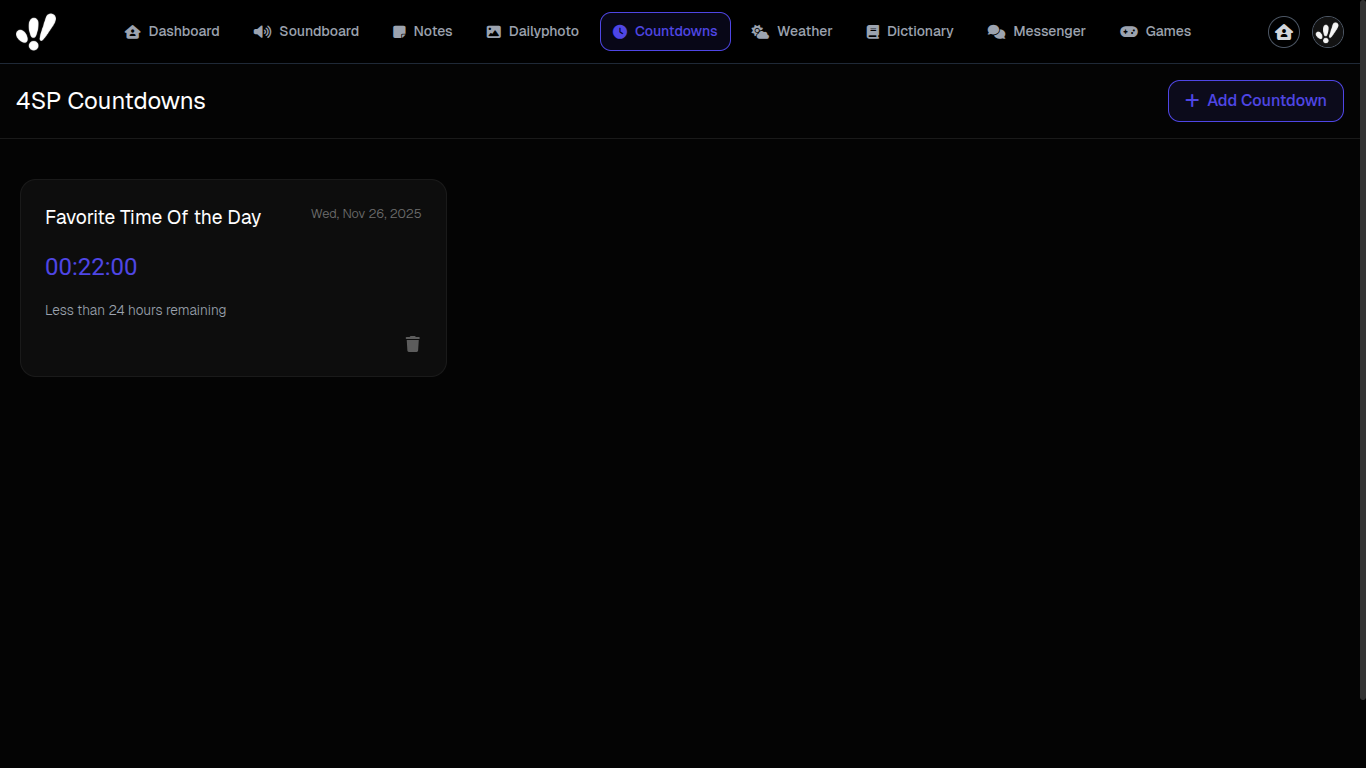Countdowns feature (aspect ratio: 16:9)